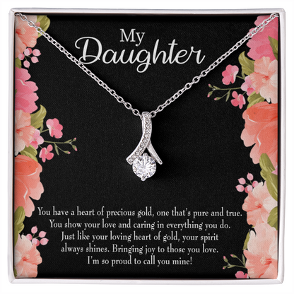 To My Daughter I’m so Proud to Call you Mine! Alluring Ribbon Necklace Message Card-Express Your Love Gifts