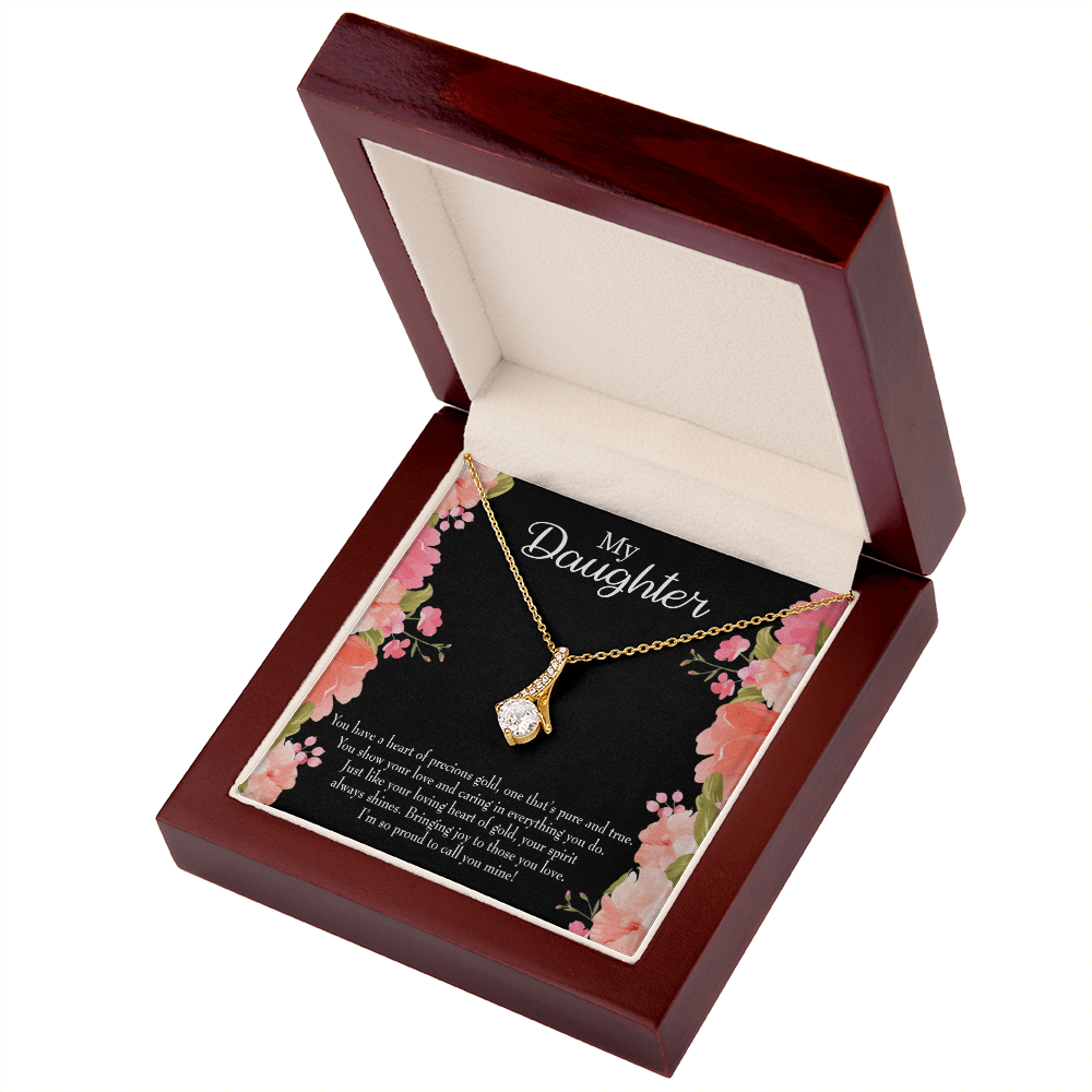 To My Daughter I’m so Proud to Call you Mine! Alluring Ribbon Necklace Message Card-Express Your Love Gifts
