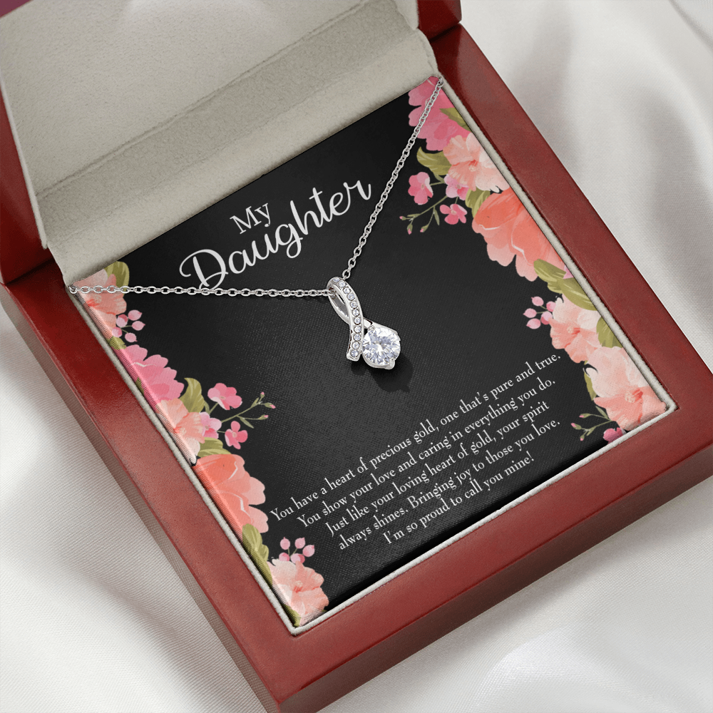 To My Daughter I’m so Proud to Call you Mine! Alluring Ribbon Necklace Message Card-Express Your Love Gifts