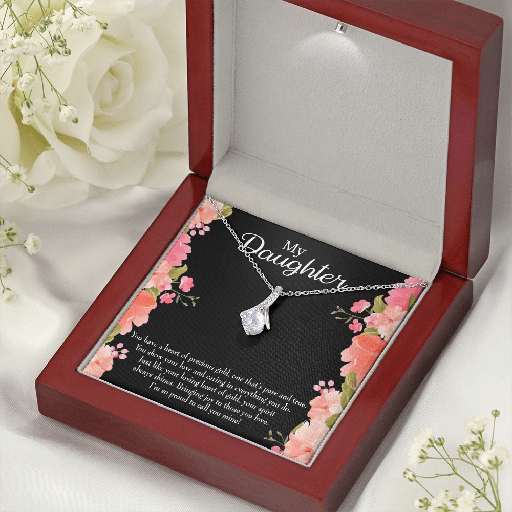 To My Daughter I’m so Proud to Call you Mine! Alluring Ribbon Necklace Message Card-Express Your Love Gifts