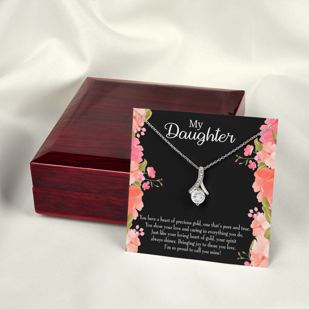 To My Daughter I’m so Proud to Call you Mine! Alluring Ribbon Necklace Message Card-Express Your Love Gifts