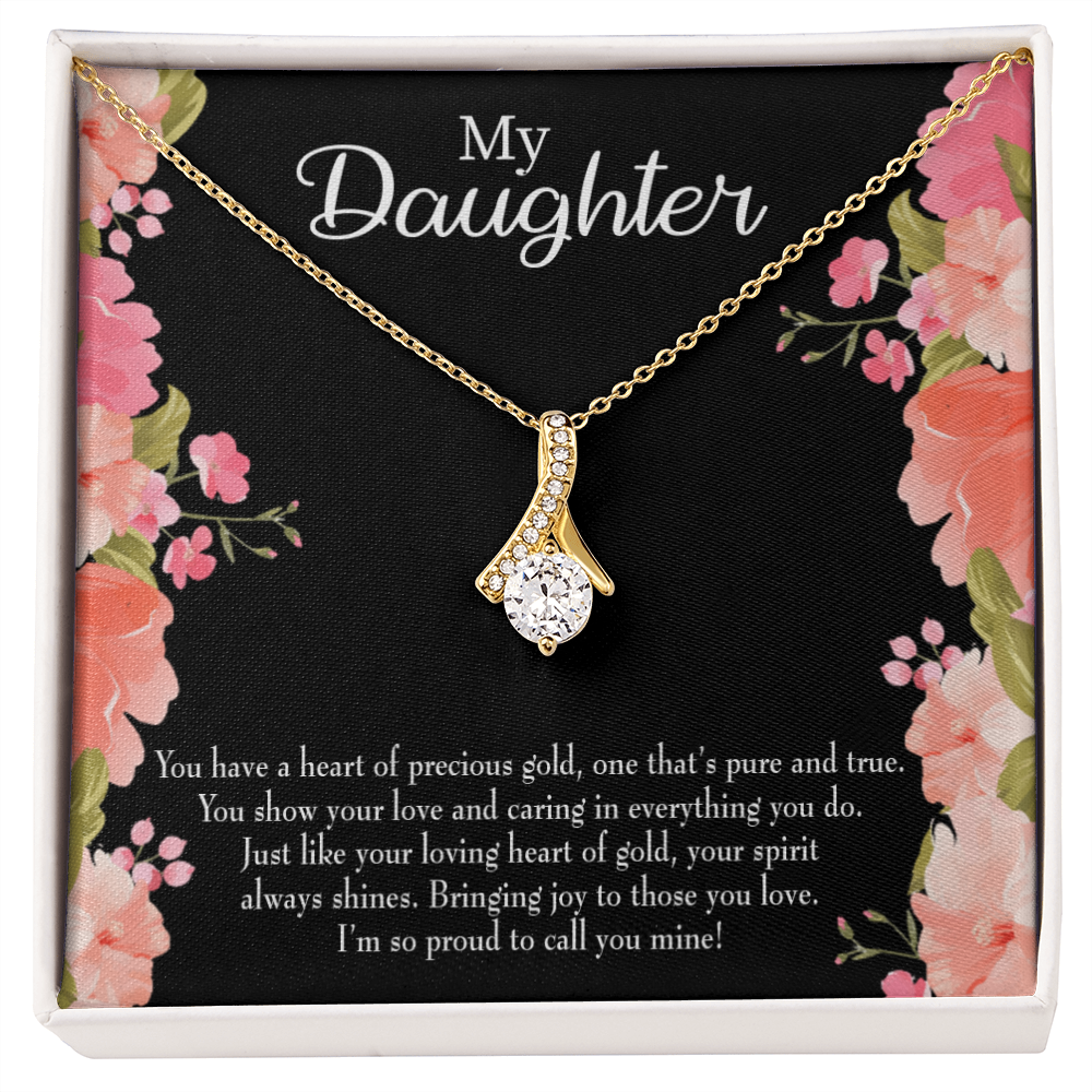 To My Daughter I’m so Proud to Call you Mine! Alluring Ribbon Necklace Message Card-Express Your Love Gifts