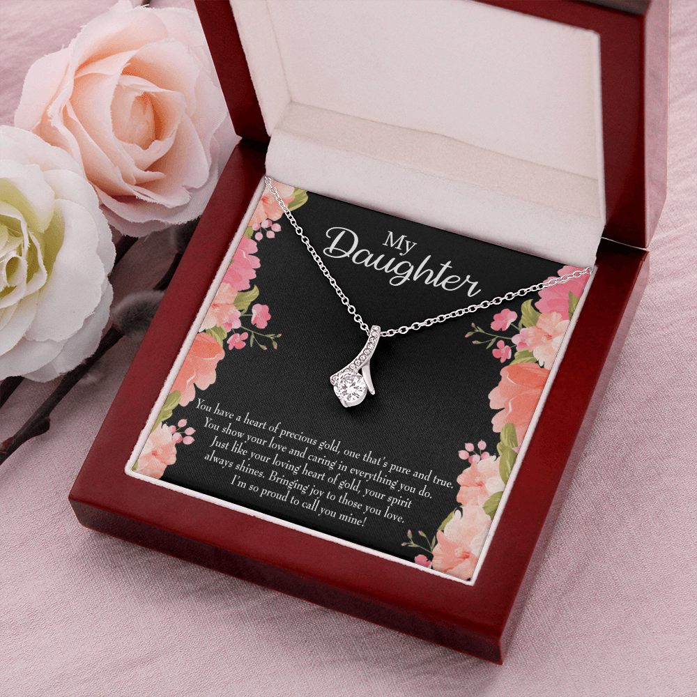 To My Daughter I’m so Proud to Call you Mine! Alluring Ribbon Necklace Message Card-Express Your Love Gifts