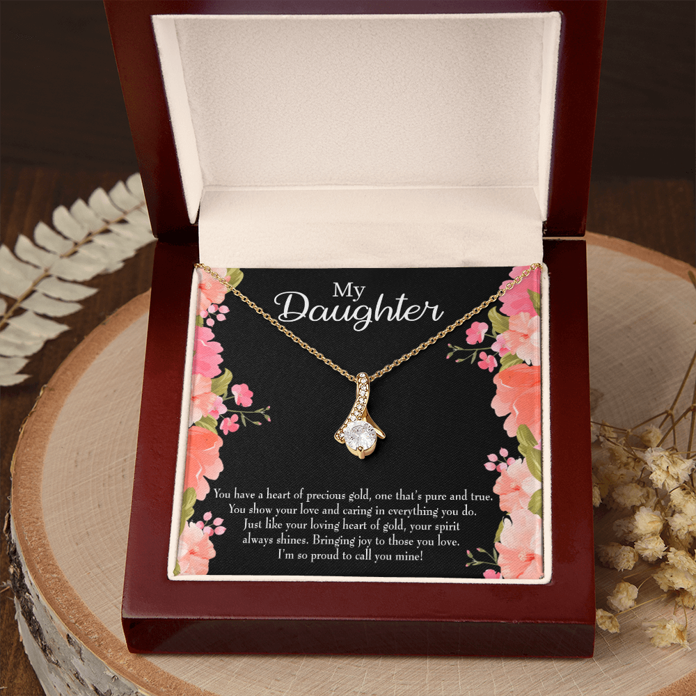 To My Daughter I’m so Proud to Call you Mine! Alluring Ribbon Necklace Message Card-Express Your Love Gifts