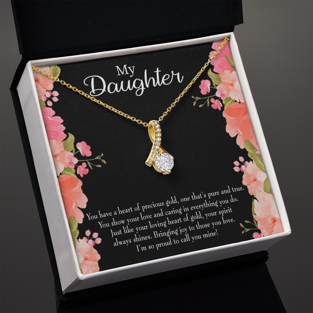 To My Daughter I’m so Proud to Call you Mine! Alluring Ribbon Necklace Message Card-Express Your Love Gifts