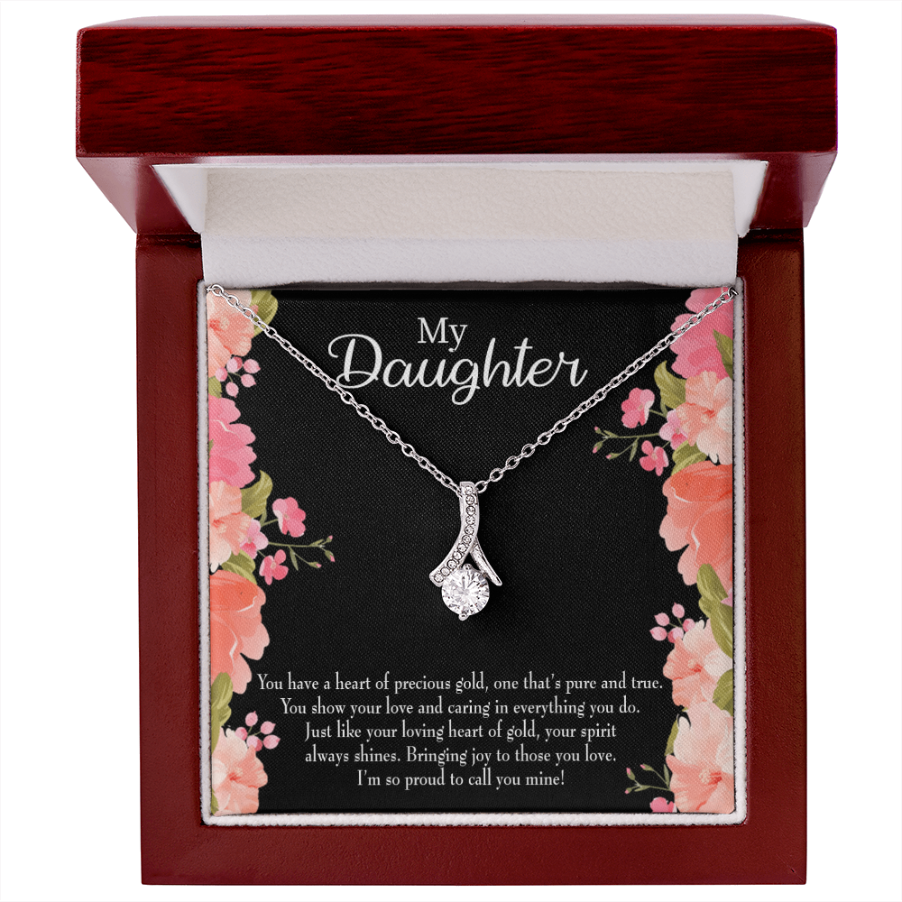 To My Daughter I’m so Proud to Call you Mine! Alluring Ribbon Necklace Message Card-Express Your Love Gifts