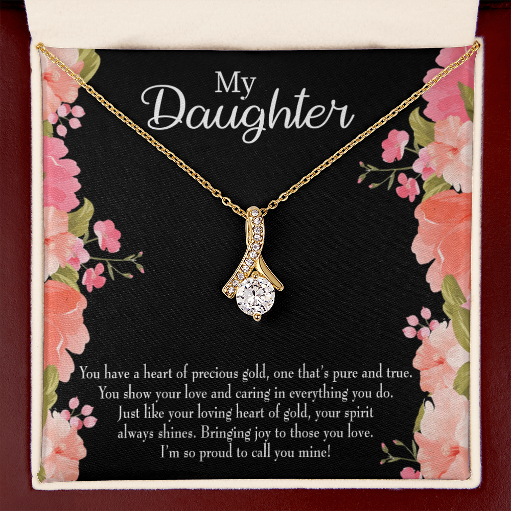 To My Daughter I’m so Proud to Call you Mine! Alluring Ribbon Necklace Message Card-Express Your Love Gifts