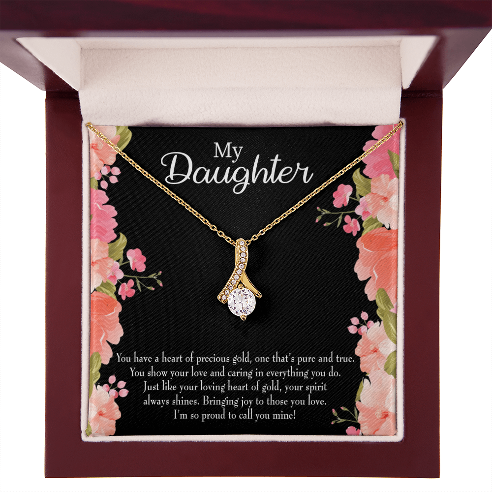 To My Daughter I’m so Proud to Call you Mine! Alluring Ribbon Necklace Message Card-Express Your Love Gifts