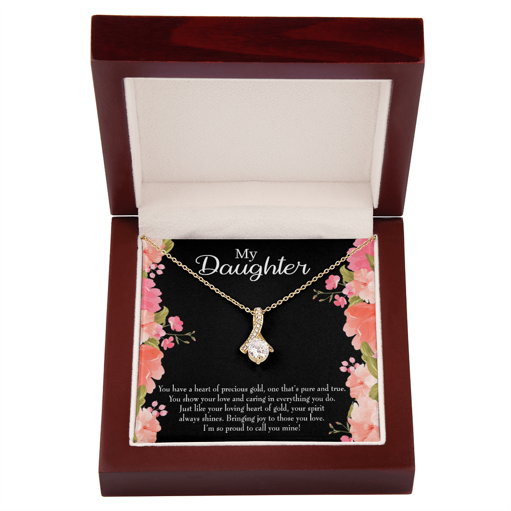 To My Daughter I’m so Proud to Call you Mine! Alluring Ribbon Necklace Message Card-Express Your Love Gifts
