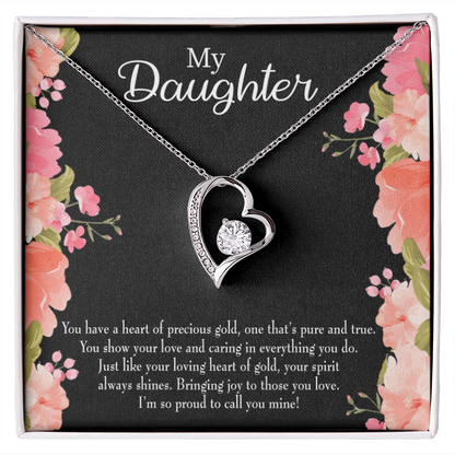 To My Daughter I’m so Proud to Call You Mine! Forever Necklace w Message Card-Express Your Love Gifts