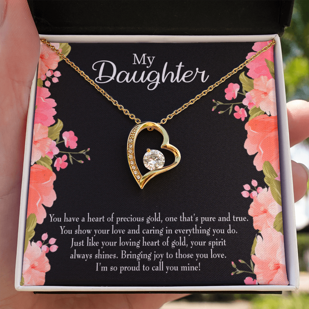 To My Daughter I’m so Proud to Call You Mine! Forever Necklace w Message Card-Express Your Love Gifts