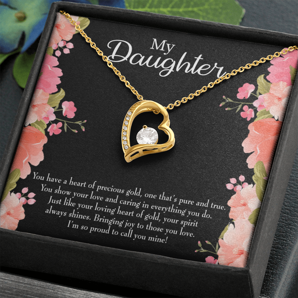 To My Daughter I’m so Proud to Call You Mine! Forever Necklace w Message Card-Express Your Love Gifts