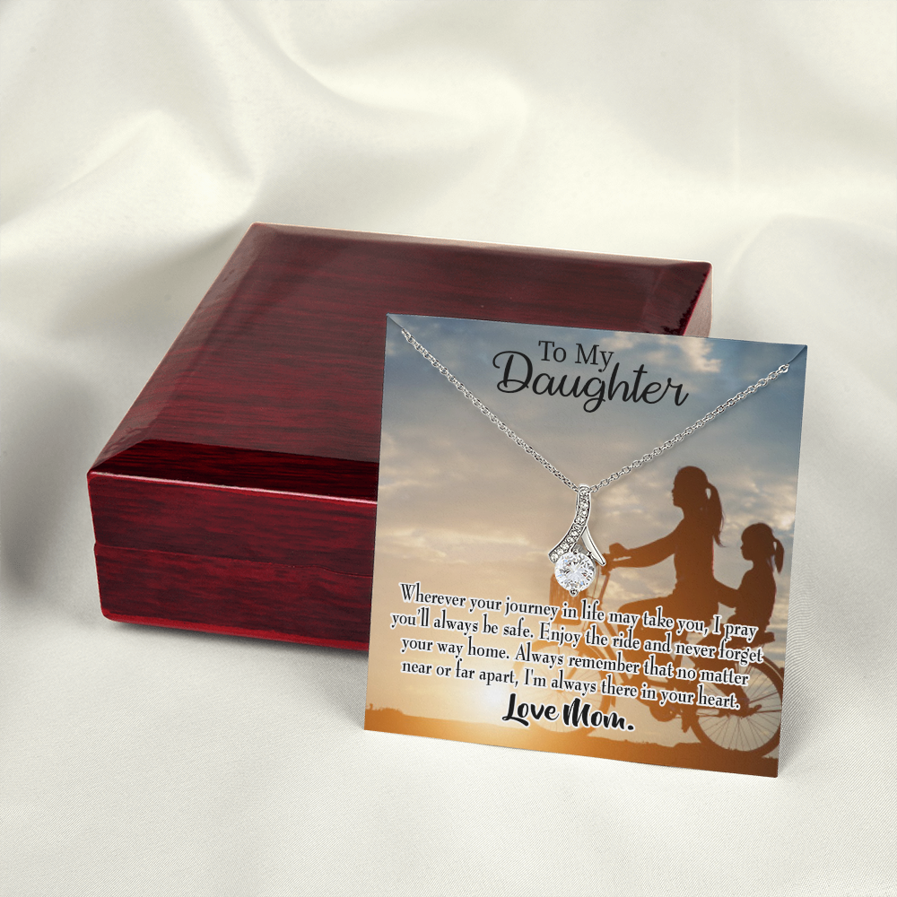 To My Daughter I Pray for You From Mum Alluring Ribbon Necklace Message Card-Express Your Love Gifts