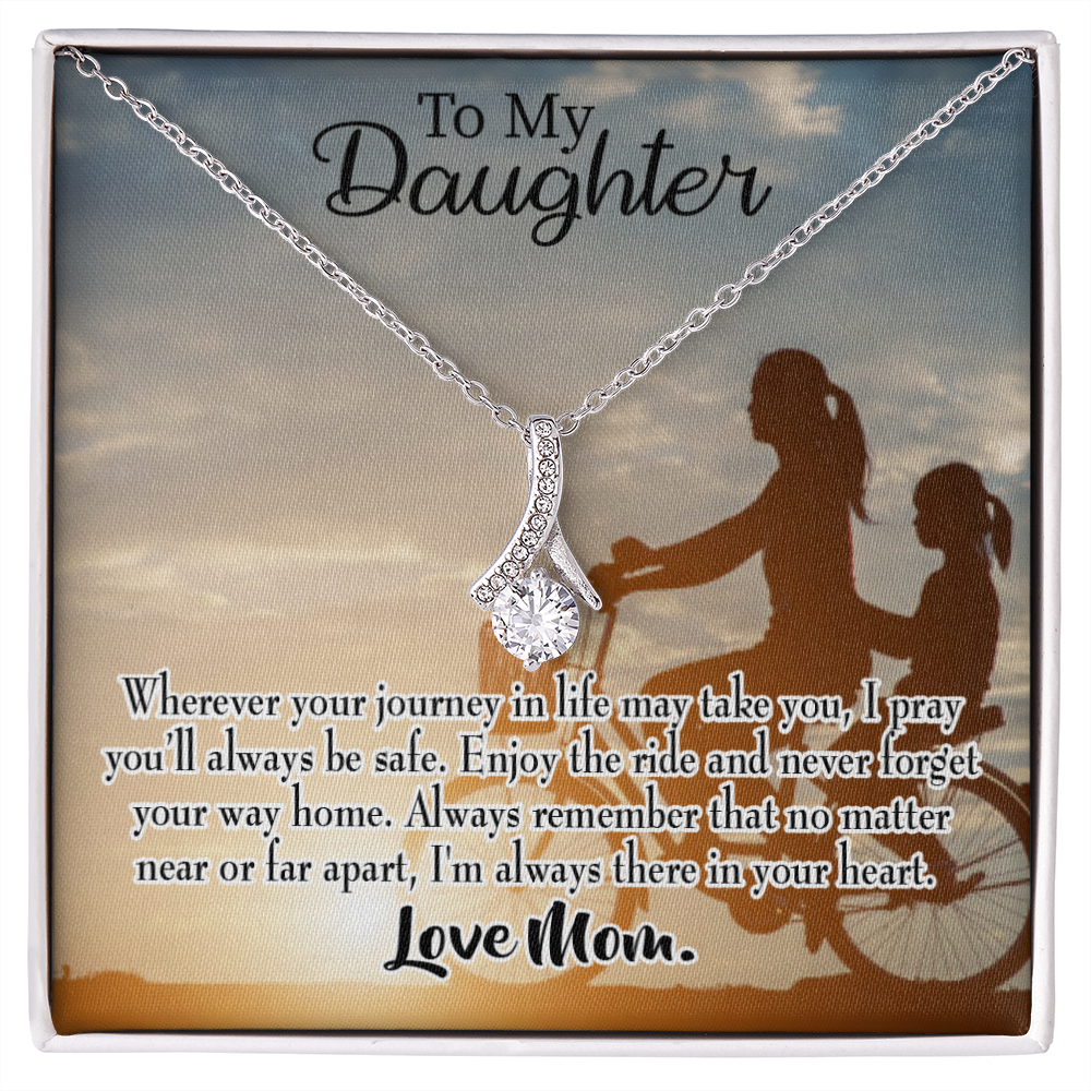 To My Daughter I Pray for You From Mum Alluring Ribbon Necklace Message Card-Express Your Love Gifts