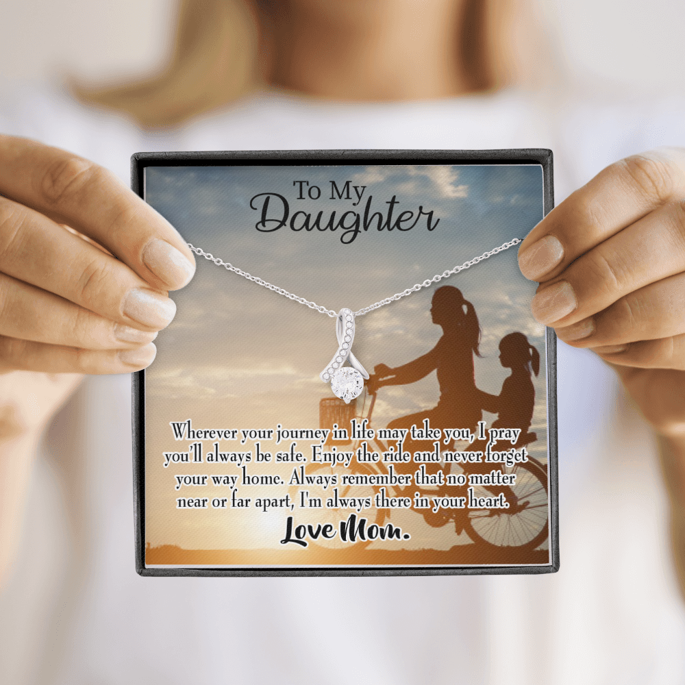 To My Daughter I Pray for You From Mum Alluring Ribbon Necklace Message Card-Express Your Love Gifts
