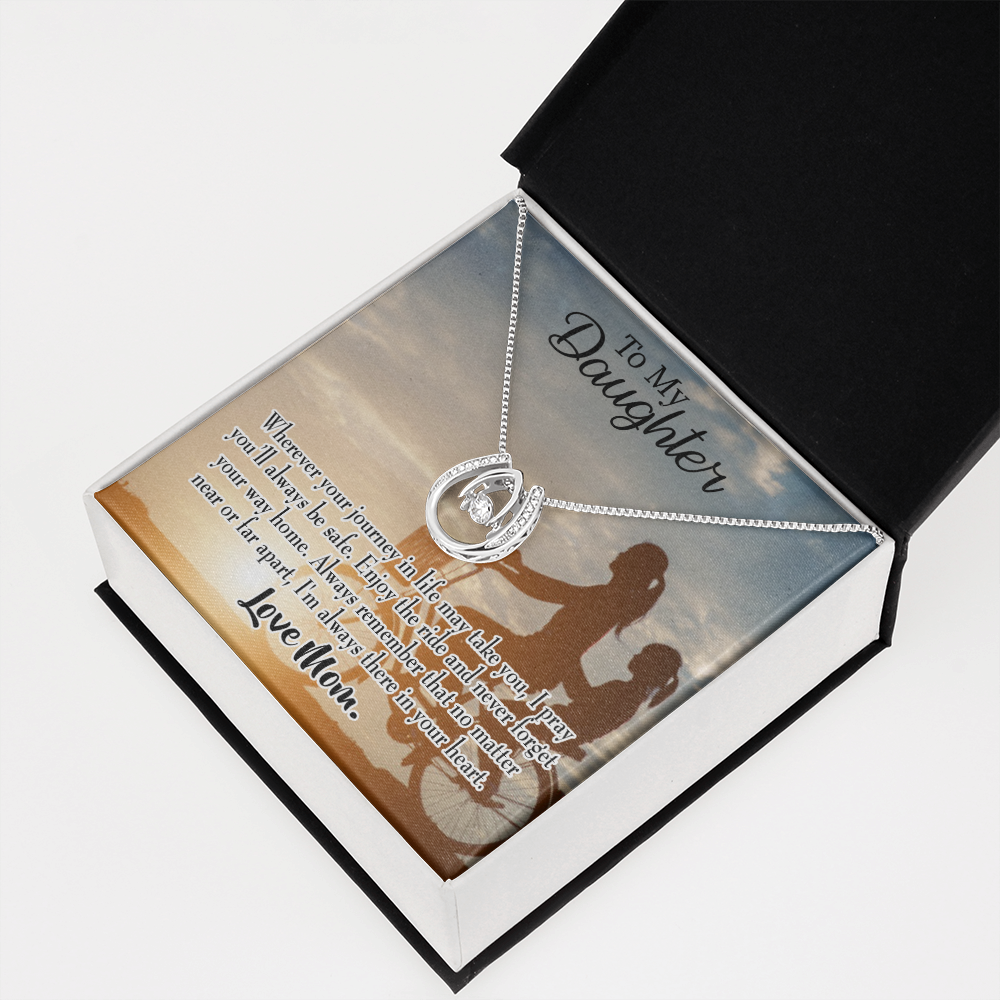 To My Daughter I Pray for You Mum Lucky Horseshoe Necklace Message Card 14k w CZ Crystals-Express Your Love Gifts