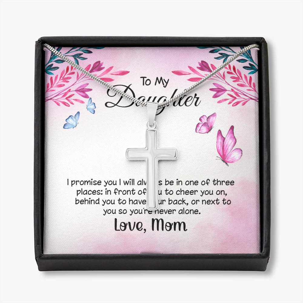 To My Daughter I Promise You Cross Card Necklace w Stainless Steel Pendant-Express Your Love Gifts