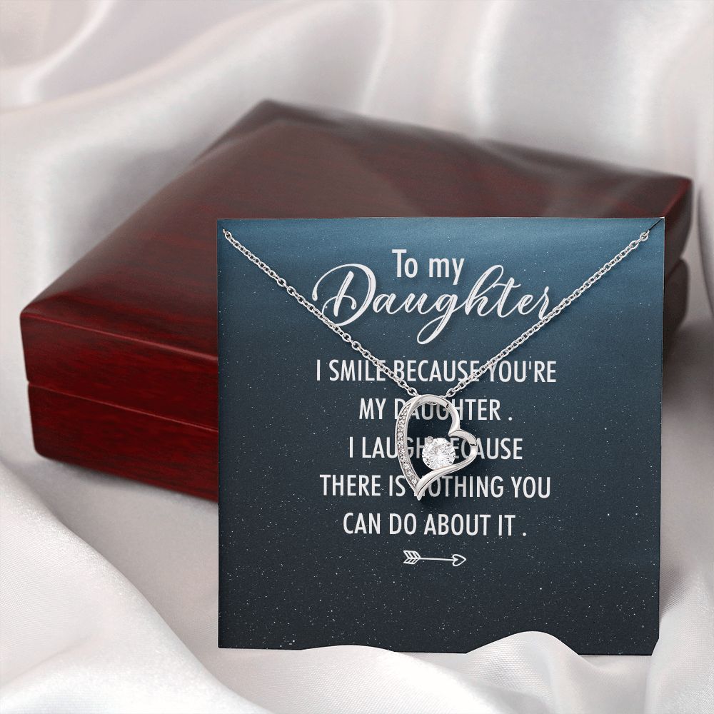 To My Daughter I Smile Because You're My Daughter Forever Necklace w Message Card-Express Your Love Gifts