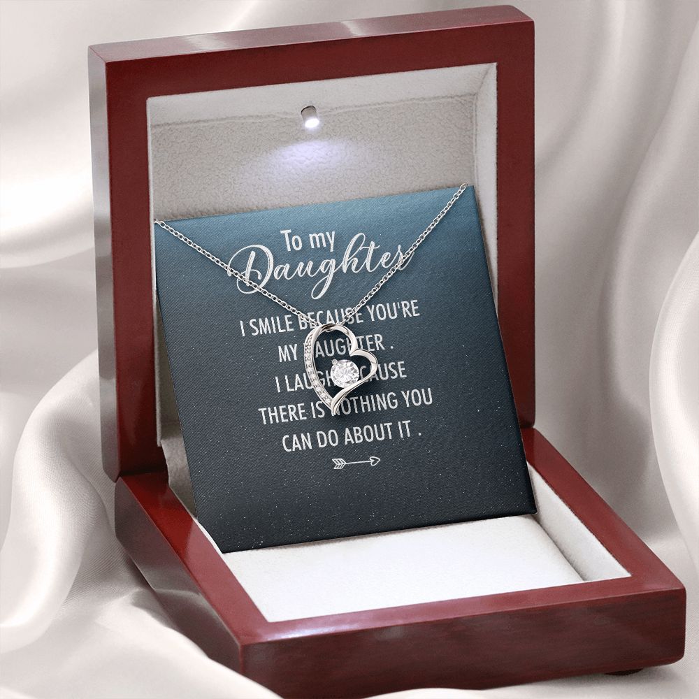 To My Daughter I Smile Because You're My Daughter Forever Necklace w Message Card-Express Your Love Gifts