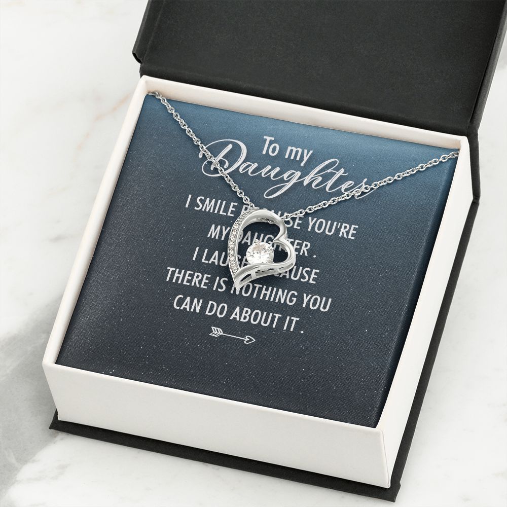 To My Daughter I Smile Because You're My Daughter Forever Necklace w Message Card-Express Your Love Gifts