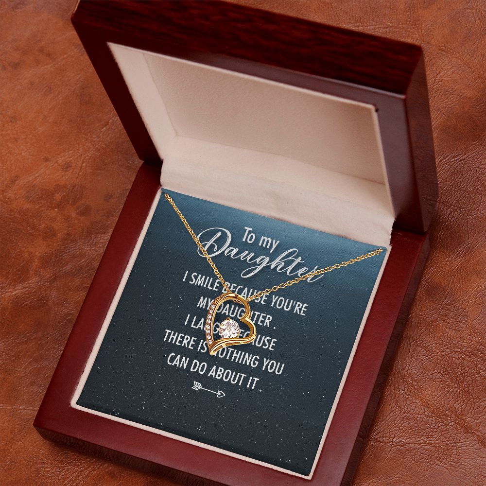 To My Daughter I Smile Because You're My Daughter Forever Necklace w Message Card-Express Your Love Gifts