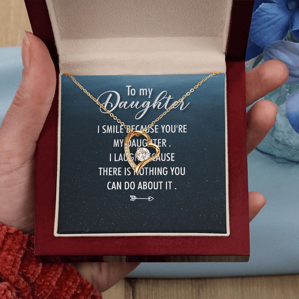 To My Daughter I Smile Because You're My Daughter Forever Necklace w Message Card-Express Your Love Gifts