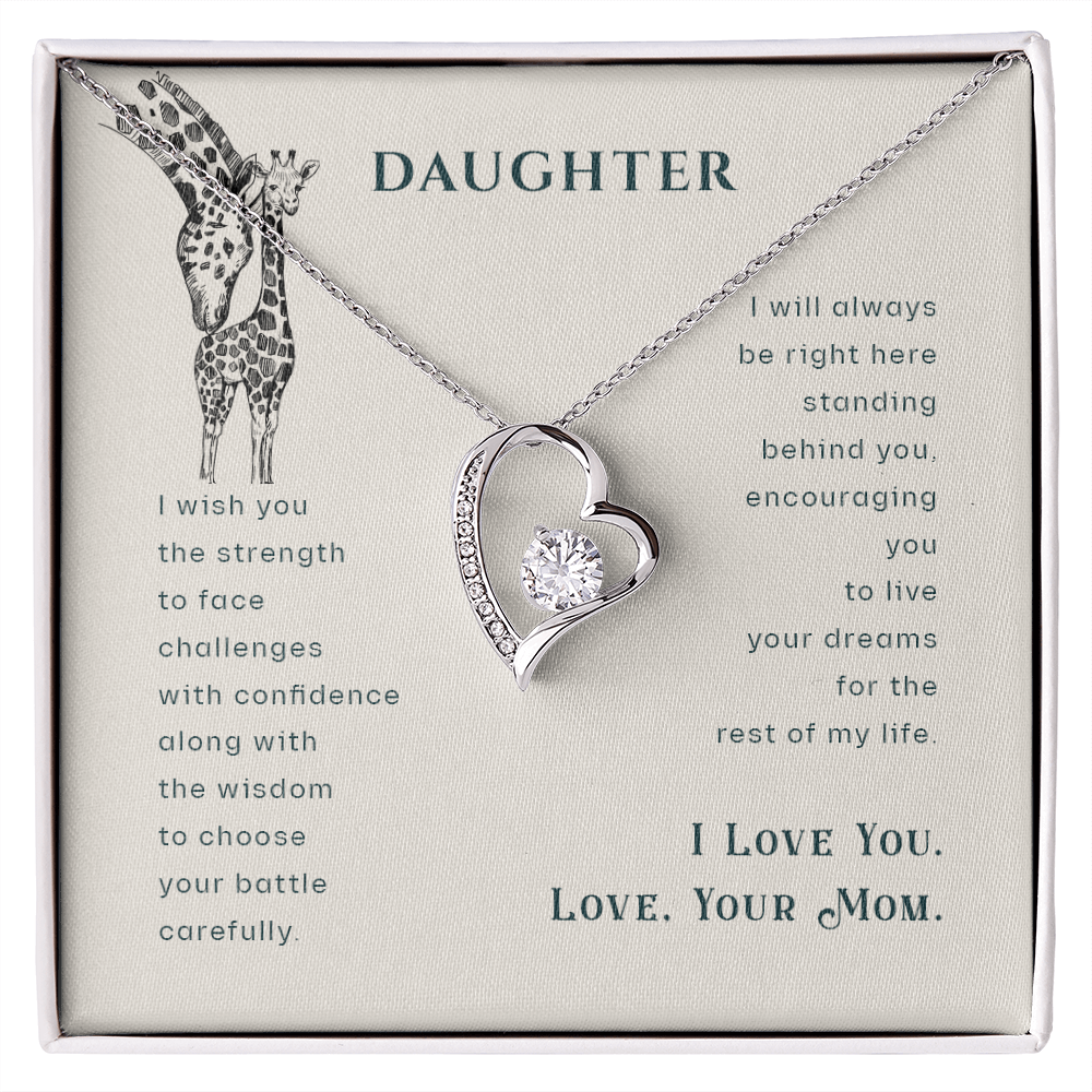To My Daughter I Wish You The Strength Plain Forever Necklace w Message Card-Express Your Love Gifts