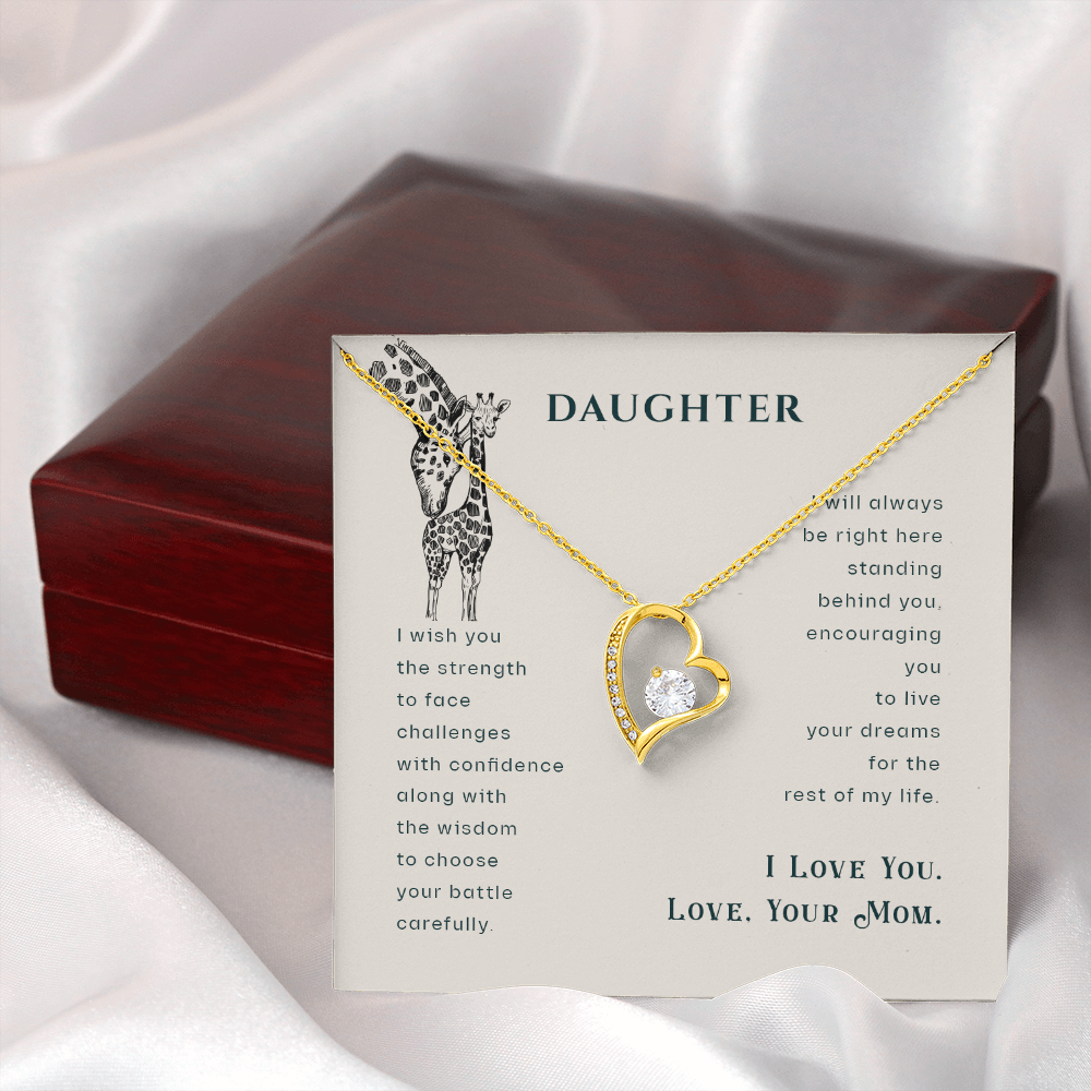To My Daughter I Wish You The Strength Plain Forever Necklace w Message Card-Express Your Love Gifts