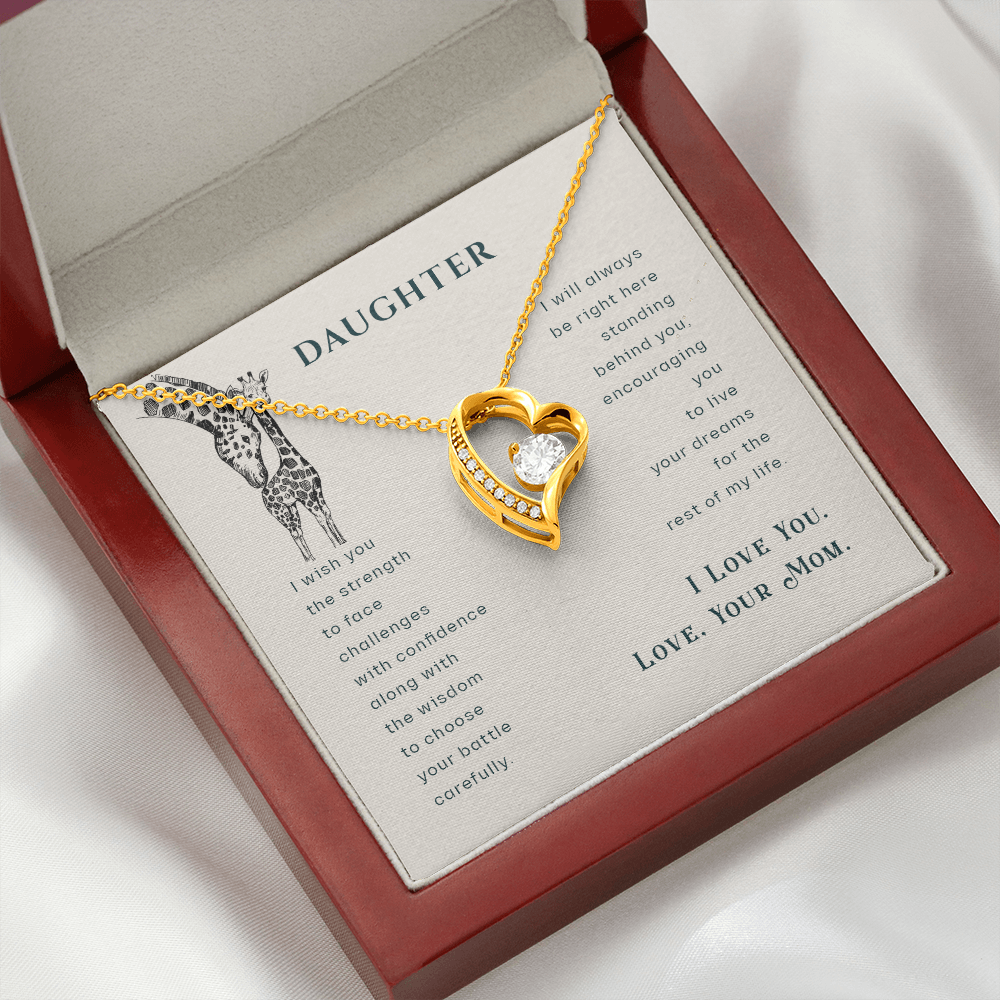 To My Daughter I Wish You The Strength Plain Forever Necklace w Message Card-Express Your Love Gifts