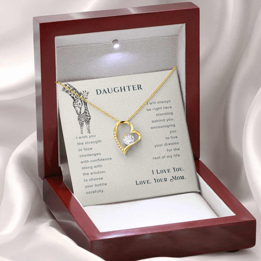 To My Daughter I Wish You The Strength Plain Forever Necklace w Message Card-Express Your Love Gifts
