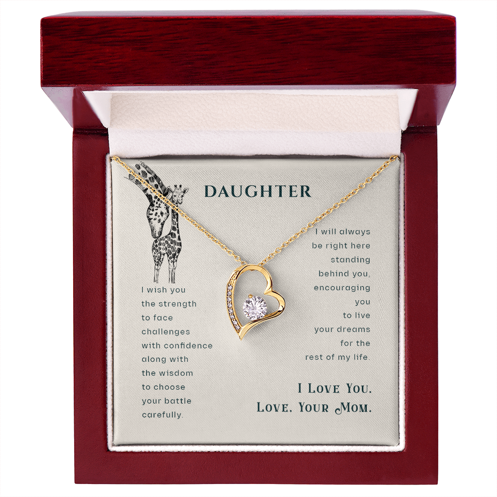 To My Daughter I Wish You The Strength Plain Forever Necklace w Message Card-Express Your Love Gifts