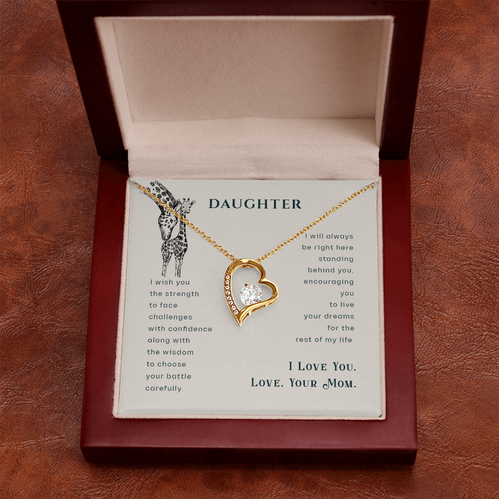 To My Daughter I Wish You The Strength Plain Forever Necklace w Message Card-Express Your Love Gifts