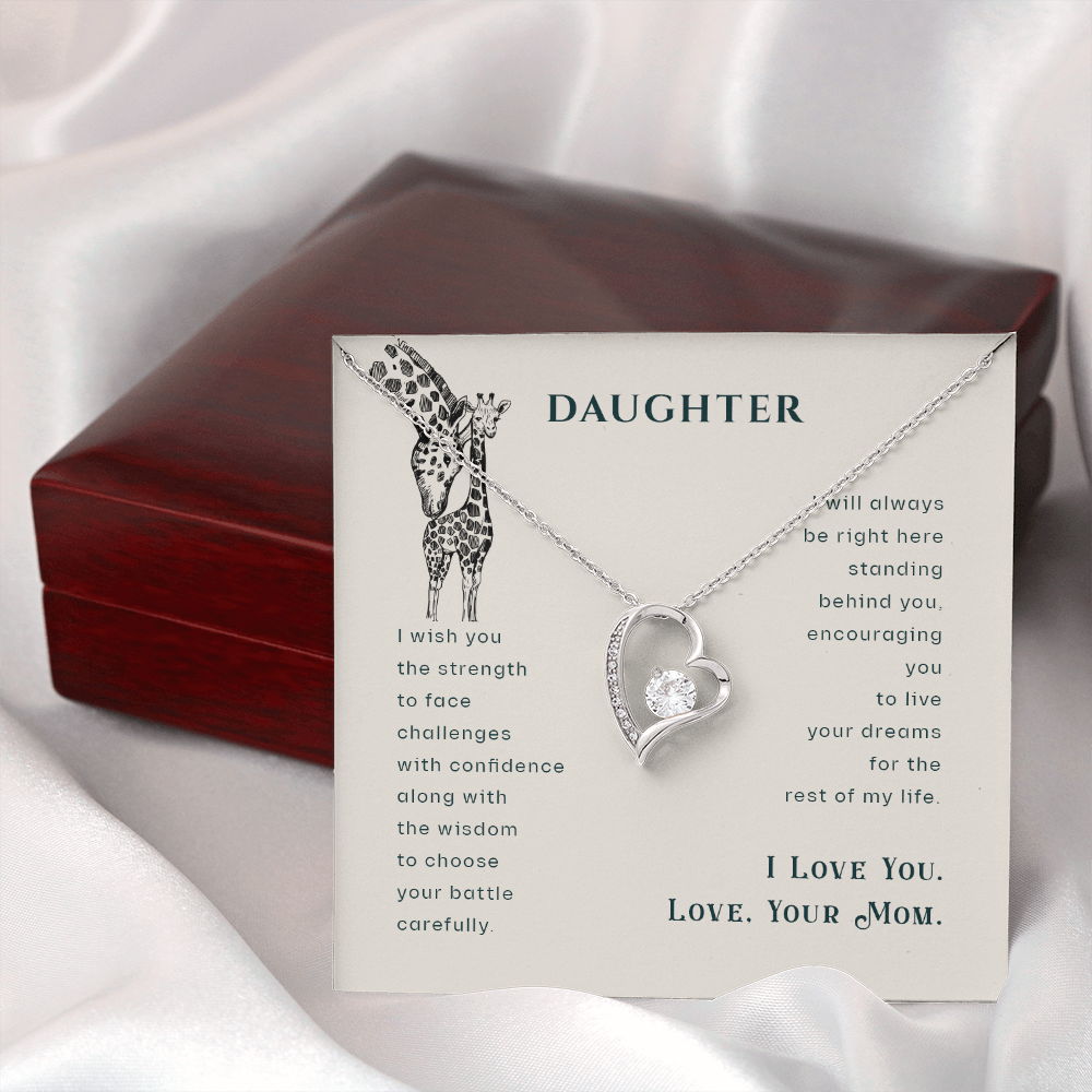 To My Daughter I Wish You The Strength Plain Forever Necklace w Message Card-Express Your Love Gifts