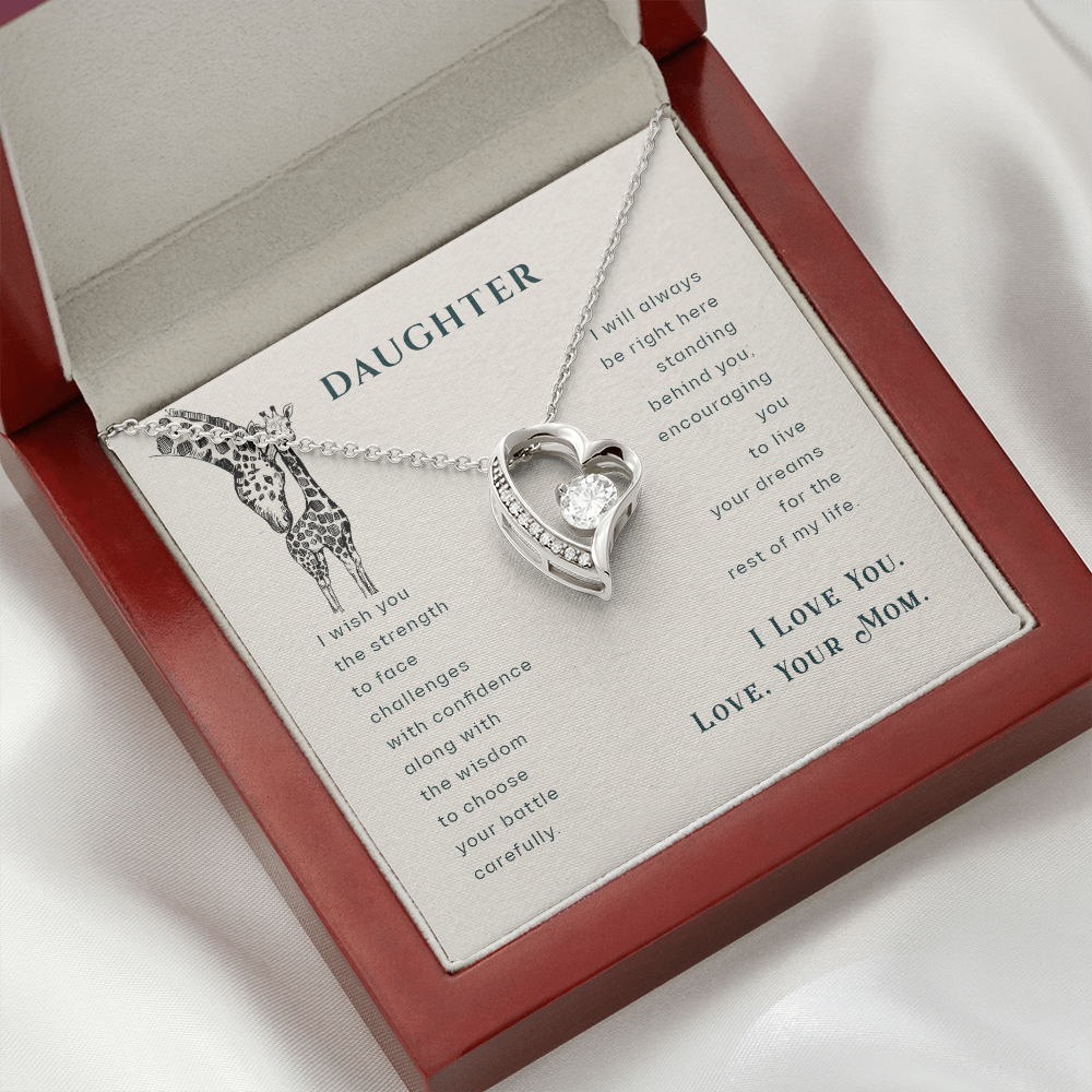 To My Daughter I Wish You The Strength Plain Forever Necklace w Message Card-Express Your Love Gifts
