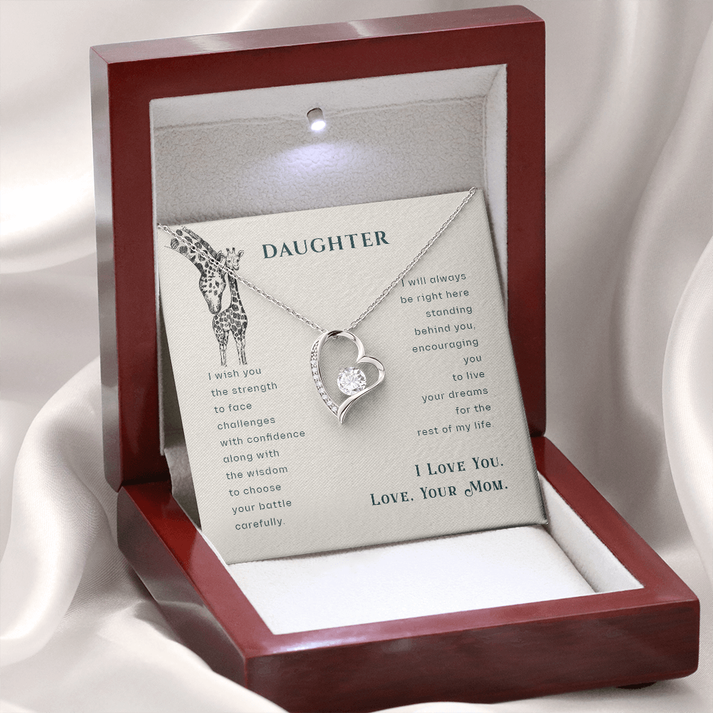To My Daughter I Wish You The Strength Plain Forever Necklace w Message Card-Express Your Love Gifts