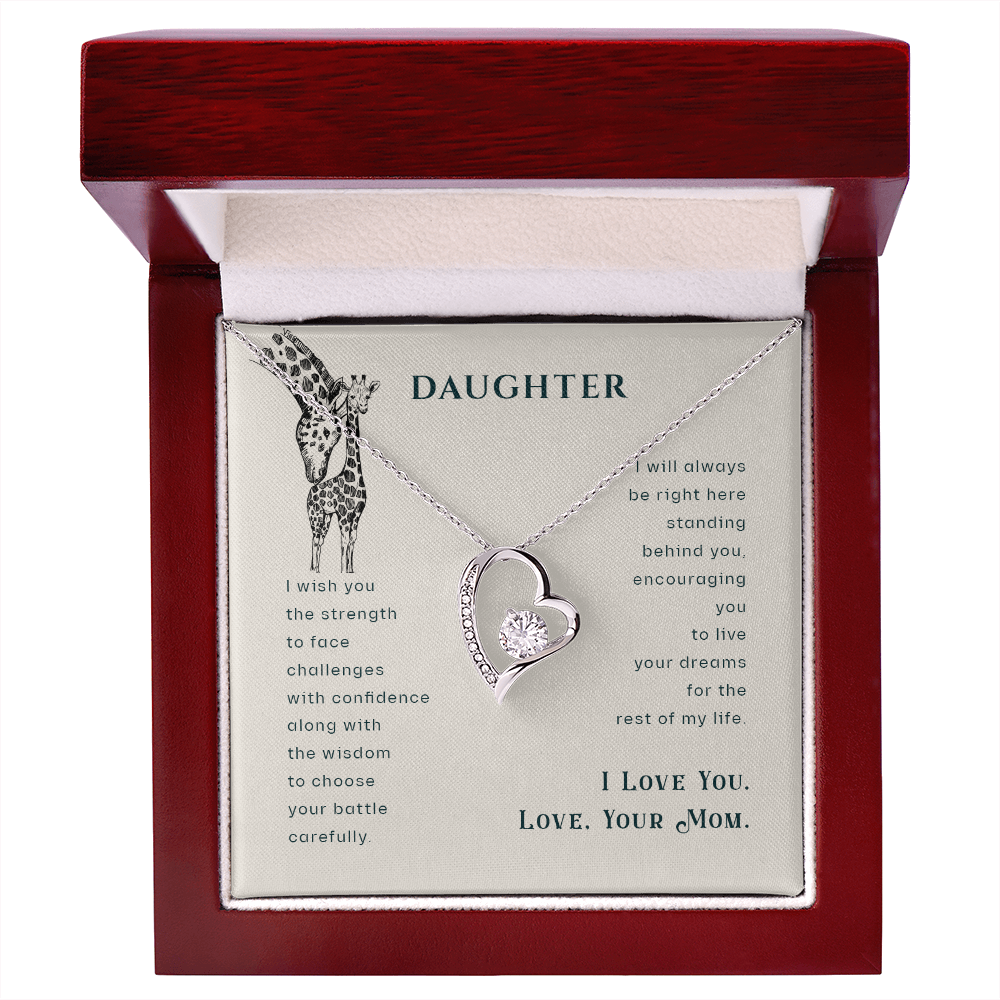 To My Daughter I Wish You The Strength Plain Forever Necklace w Message Card-Express Your Love Gifts