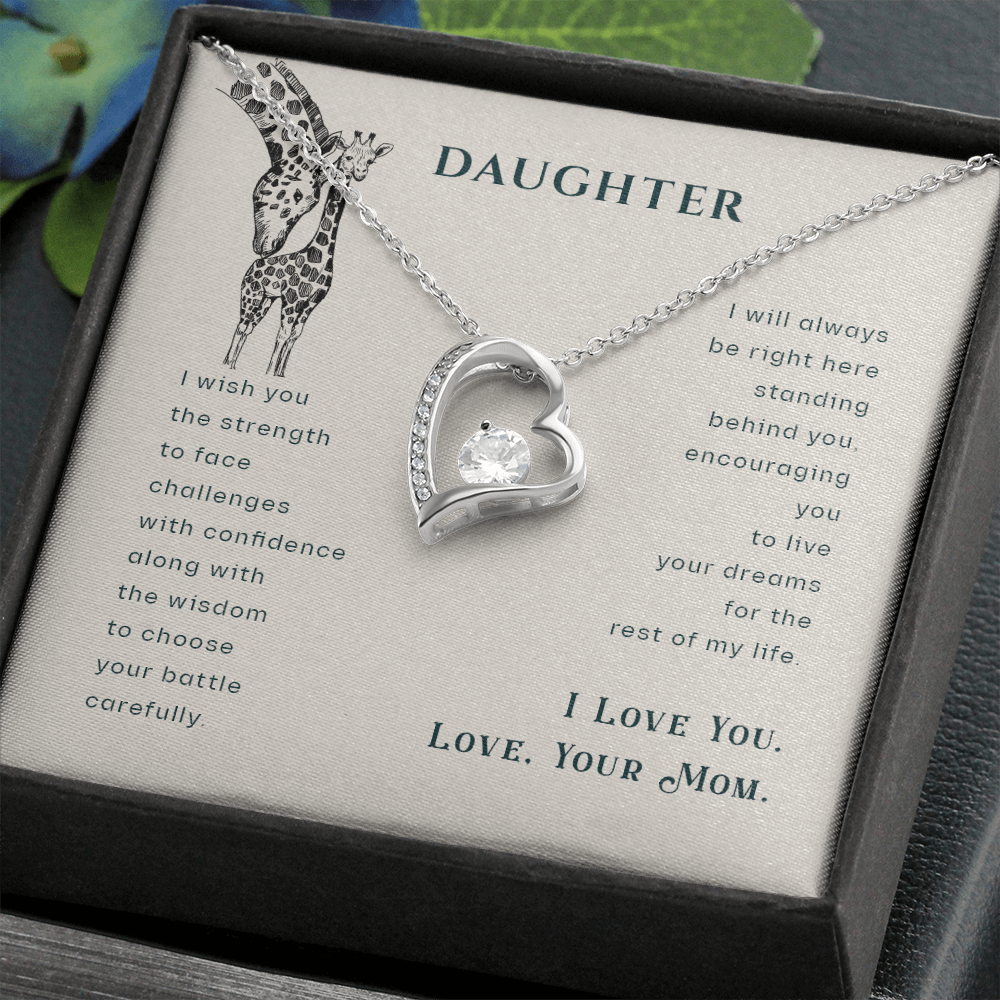 To My Daughter I Wish You The Strength Plain Forever Necklace w Message Card-Express Your Love Gifts