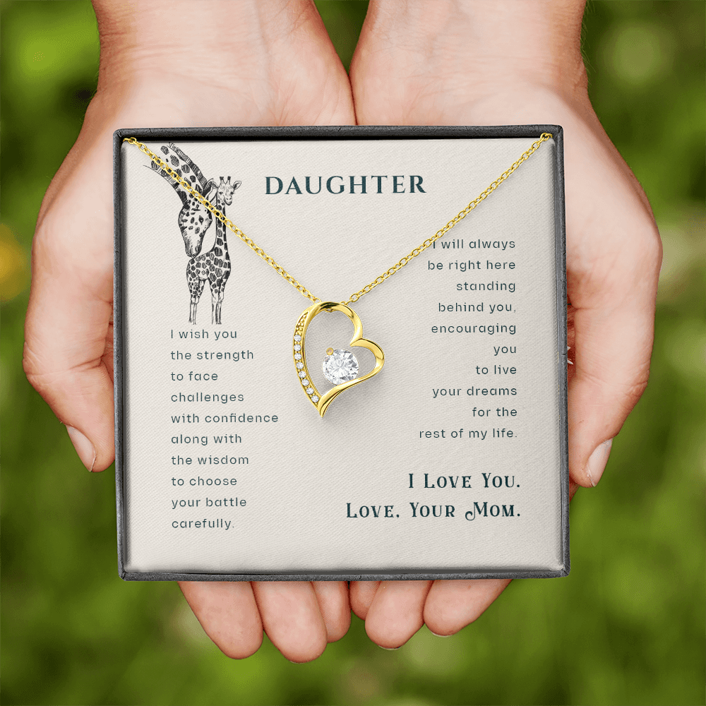 To My Daughter I Wish You The Strength Plain Forever Necklace w Message Card-Express Your Love Gifts