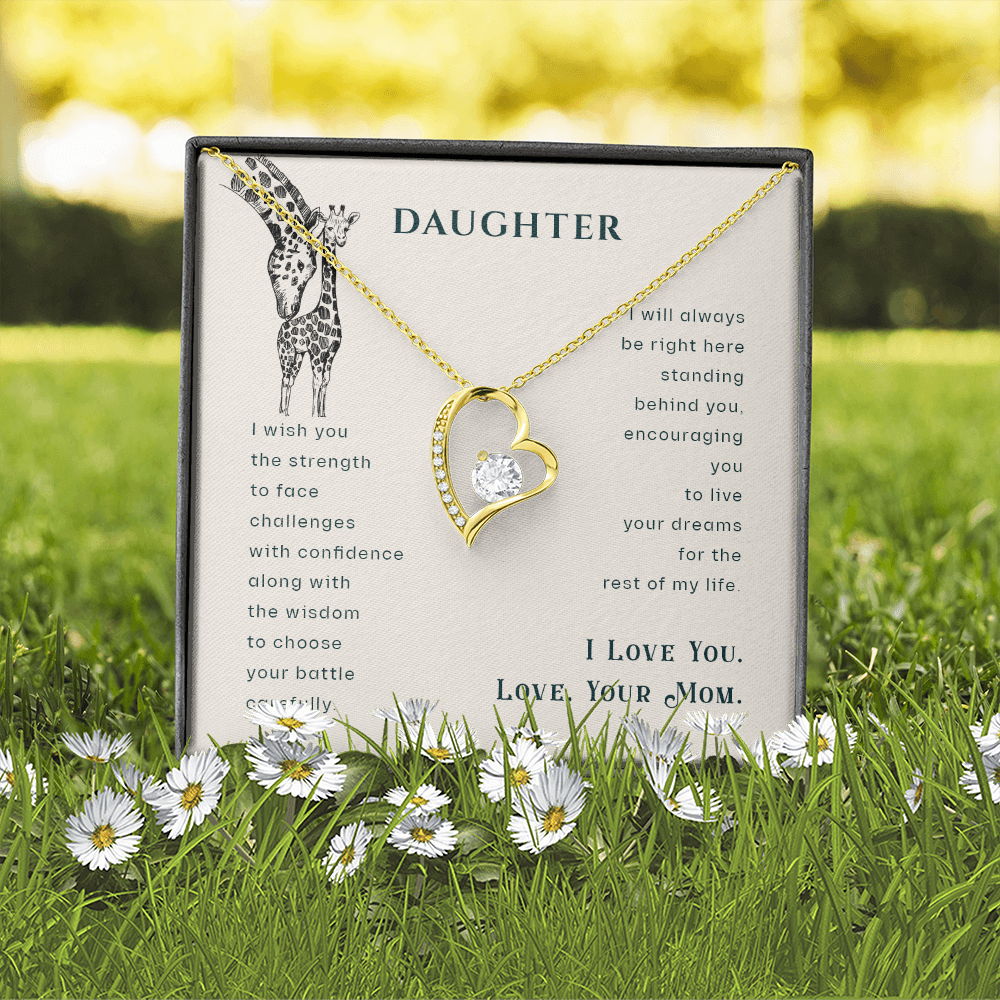 To My Daughter I Wish You The Strength Plain Forever Necklace w Message Card-Express Your Love Gifts