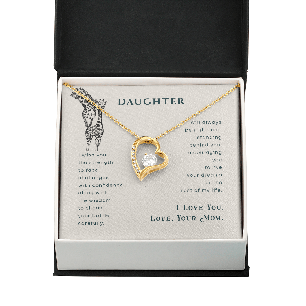 To My Daughter I Wish You The Strength Plain Forever Necklace w Message Card-Express Your Love Gifts