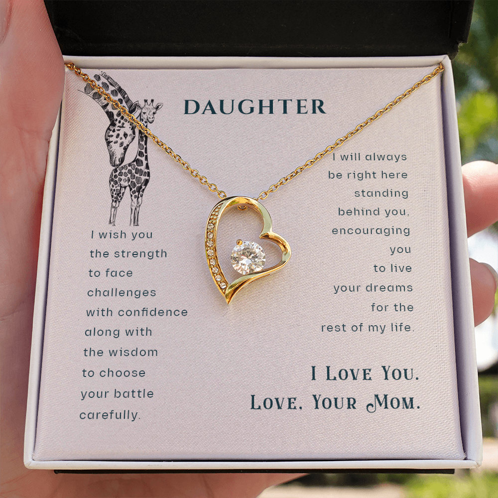 To My Daughter I Wish You The Strength Plain Forever Necklace w Message Card-Express Your Love Gifts