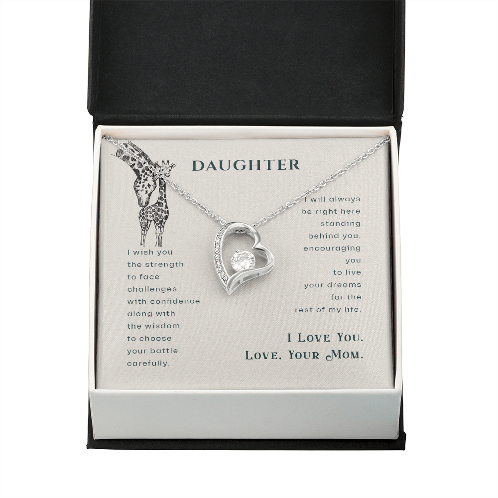 To My Daughter I Wish You The Strength Plain Forever Necklace w Message Card-Express Your Love Gifts