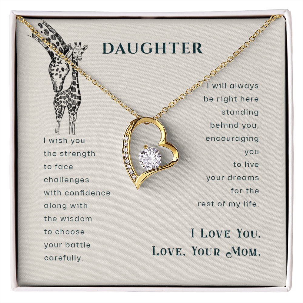 To My Daughter I Wish You The Strength Plain Forever Necklace w Message Card-Express Your Love Gifts