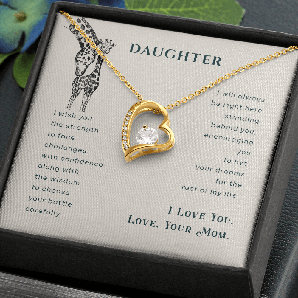 To My Daughter I Wish You The Strength Plain Forever Necklace w Message Card-Express Your Love Gifts