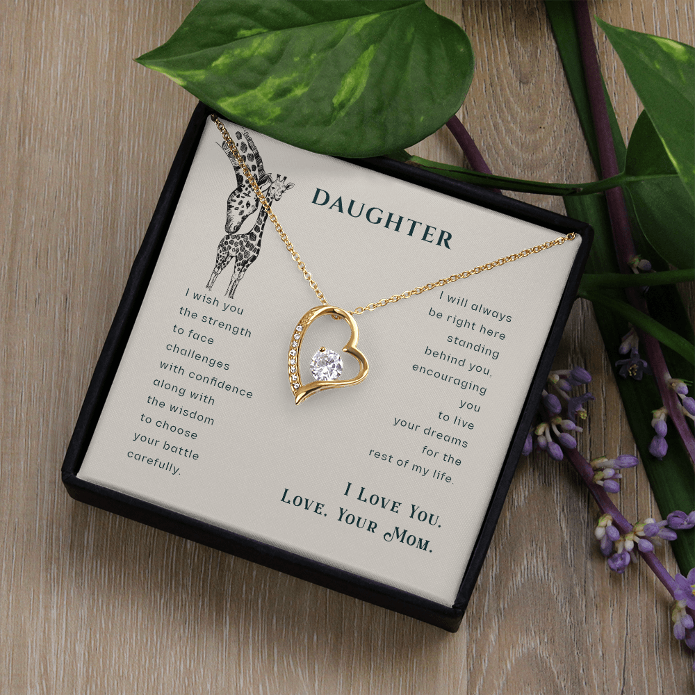 To My Daughter I Wish You The Strength Plain Forever Necklace w Message Card-Express Your Love Gifts