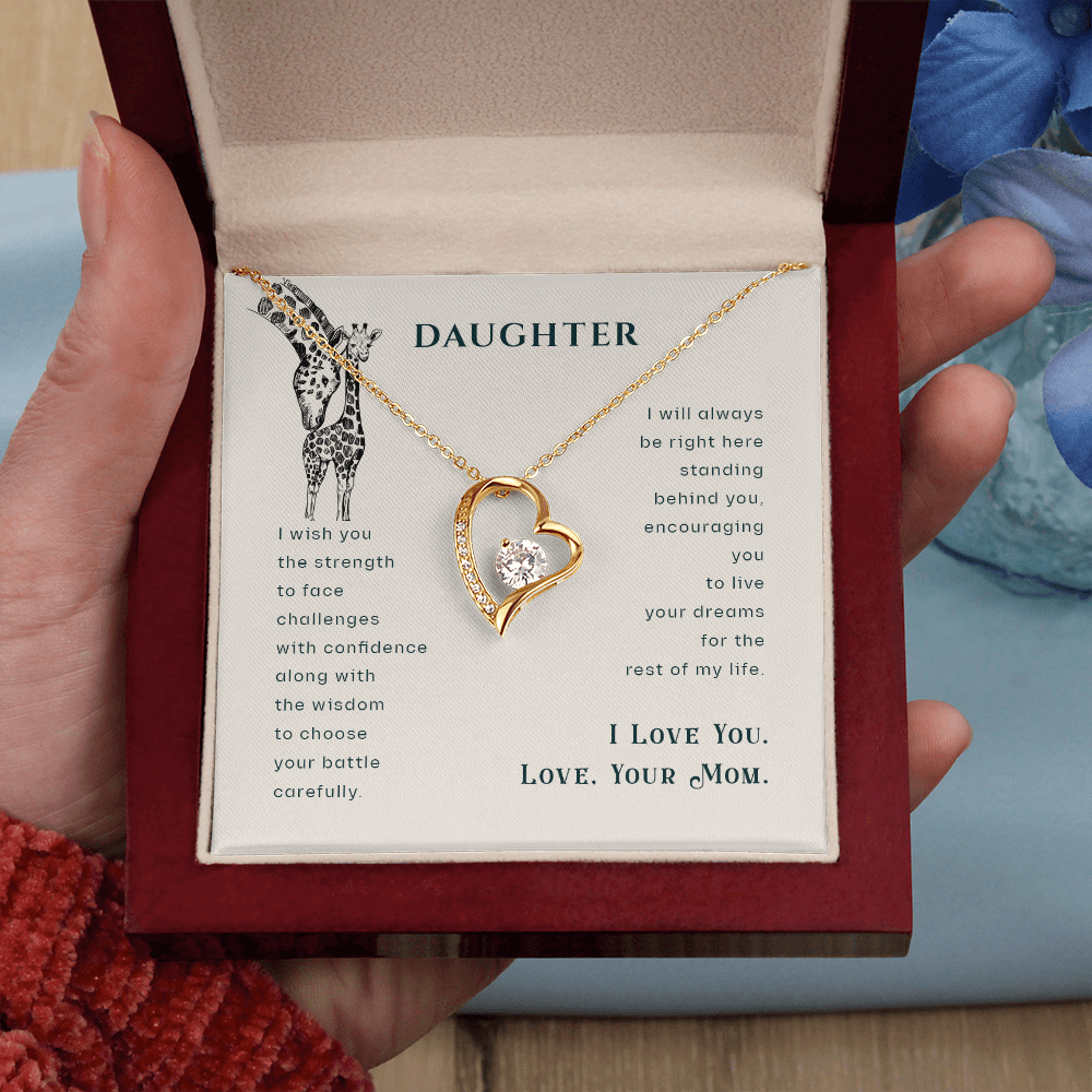 To My Daughter I Wish You The Strength Plain Forever Necklace w Message Card-Express Your Love Gifts
