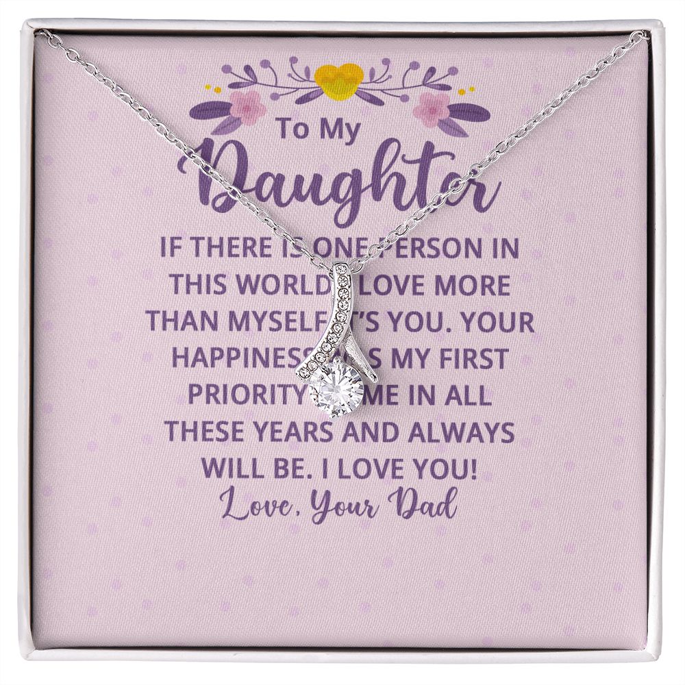 To My Daughter If There is One Person in This World Alluring Ribbon Necklace Message Card-Express Your Love Gifts