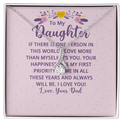 To My Daughter If There is One Person in This World Alluring Ribbon Necklace Message Card-Express Your Love Gifts
