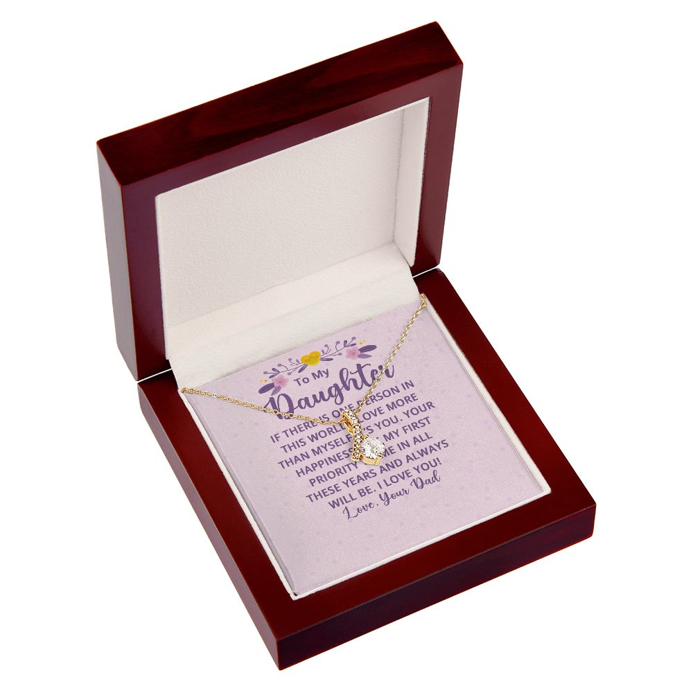 To My Daughter If There is One Person in This World Alluring Ribbon Necklace Message Card-Express Your Love Gifts