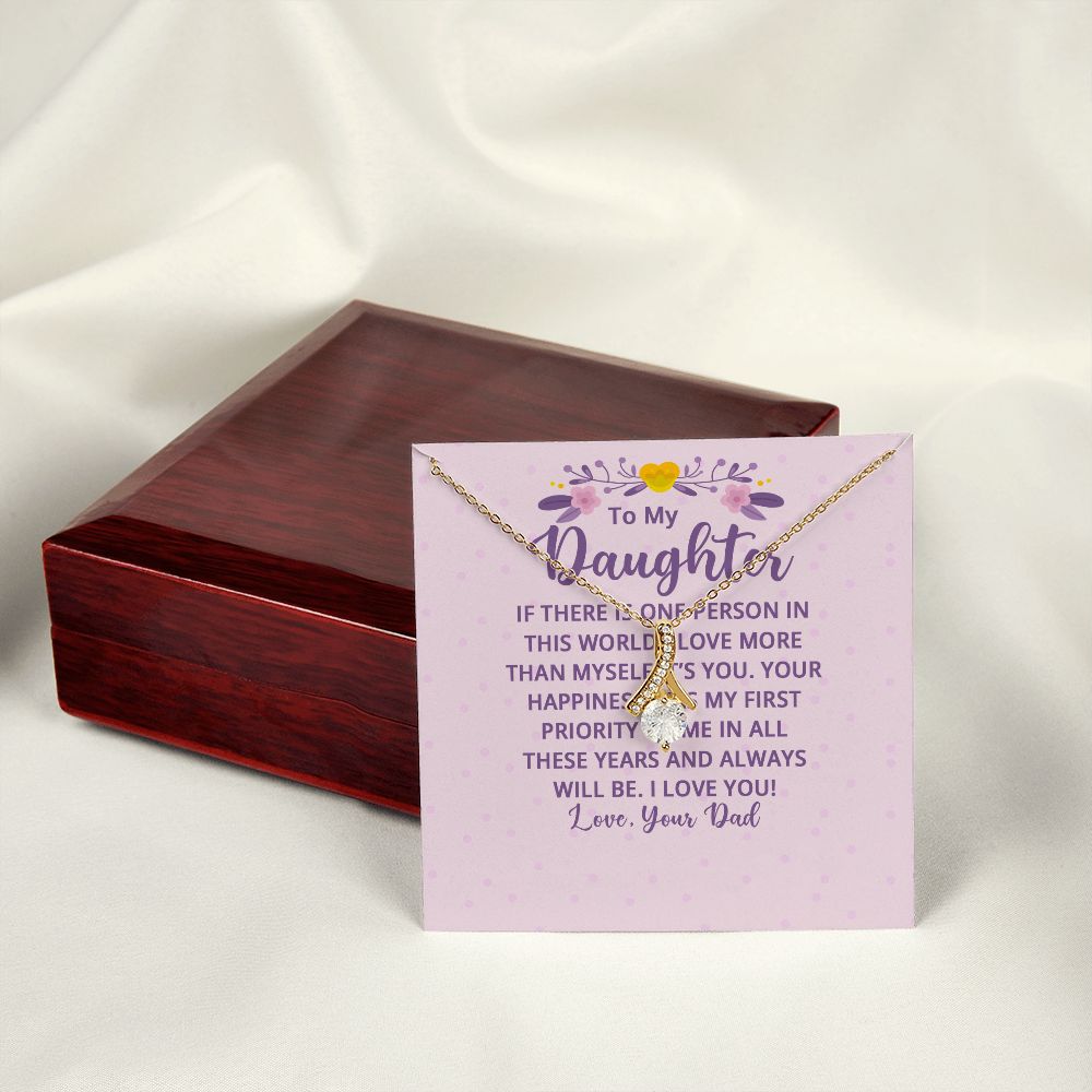 To My Daughter If There is One Person in This World Alluring Ribbon Necklace Message Card-Express Your Love Gifts
